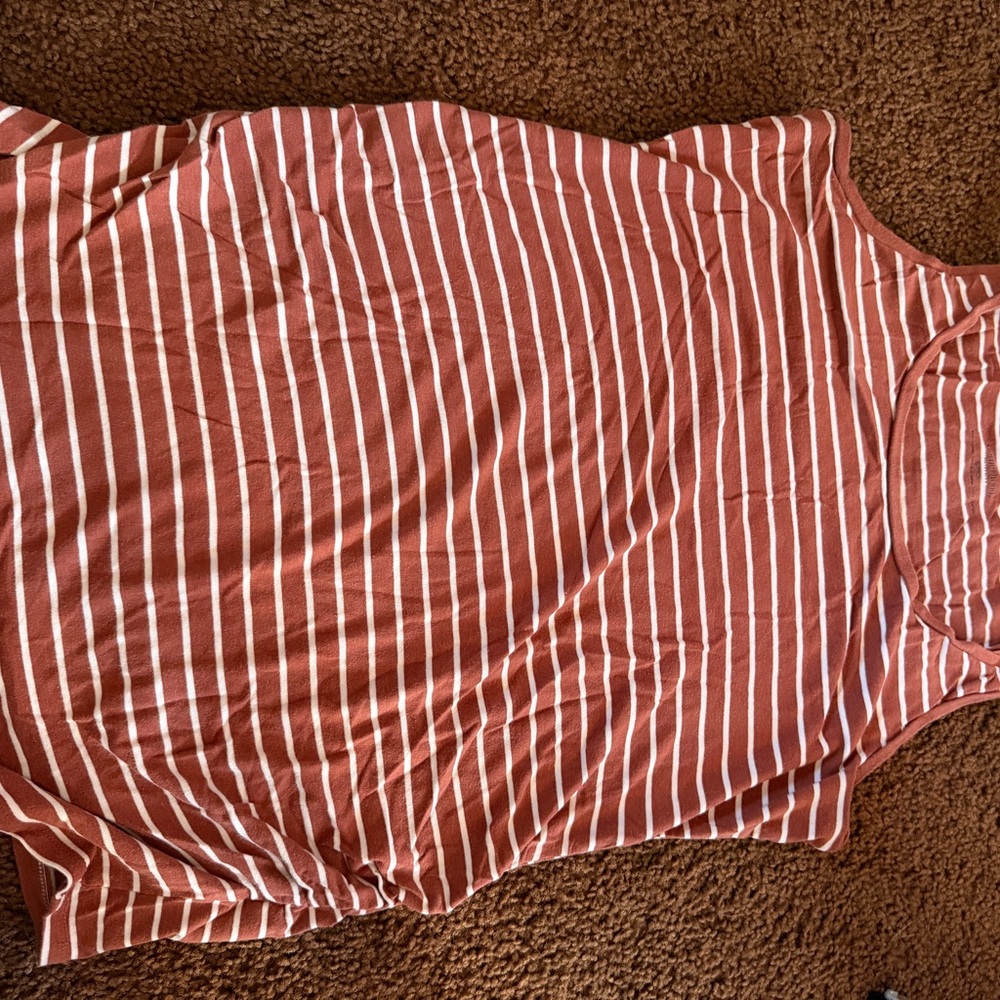 Motherhood Rust & White Striped Maternity Tank